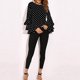 thumbnail image 3 of Qarigey Blusa de manga larga con cuello para mujer, blusa con volantes y patrón de lunares para niñas, blusa con volantes y patrón de lunares Prendas para la parte del cuerpo negro L Qarigey FS10925-03, 3 of 5