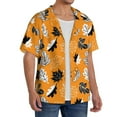 thumbnail image 2 of Wukai Bold Black and White Leaves Orange Men's Casual Short-Sleeve Button Down Shirt,Cuban Shirts for Men,Mens Short Sleeve Dress Shirts-XX-Large, 2 of 5