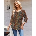 thumbnail image 3 of Zeagoo Womens Blouses Womens Tops Casual Crew Neck Shirts Basic Tees Business Work Blouses Beach Vacation Clothes for Women Green, 3 of 8