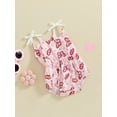 thumbnail image 4 of Musuos Baby Girls Cute Summer Romper 3M  6M 12M 18M Adorable Flower/Butterfly Print Bow Lacing Sleeveless Round Neck Jumpsuit, 4 of 9
