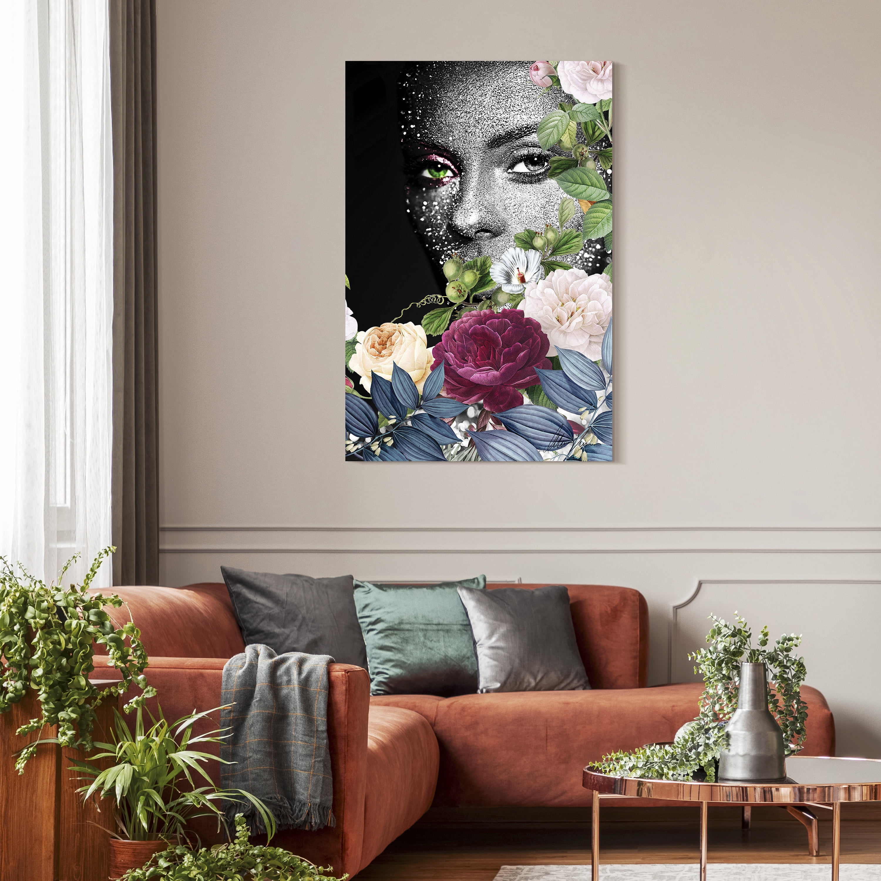 Earth Goddess Frameless Free Floating Tempered Glass Panel Graphic Wall Art , 48" x 32" each