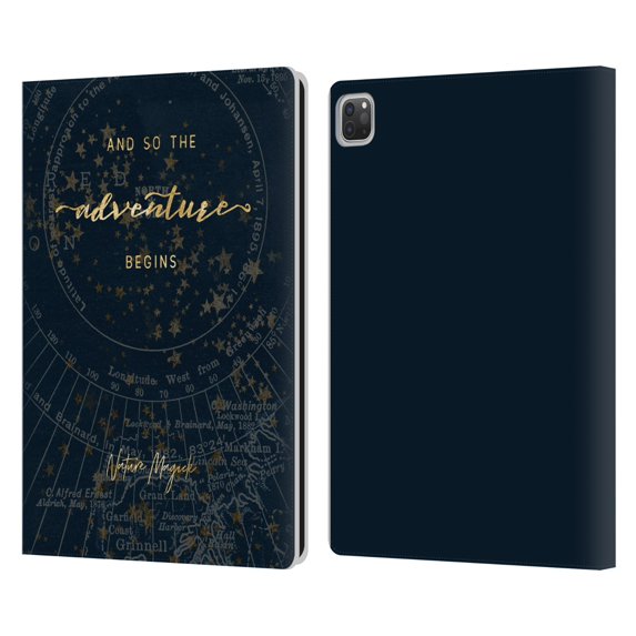 Head Case Designs Officially Licensed Nature Magick So The Adventure Begins Quote Star Map Leather Book Wallet Case Compatible with Apple iPad Pro 12.9 (2020 / 2021)