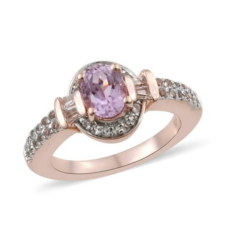 Diamond Kunzite Ring - Promise Ring 925 Silver Vermeil AA Premium Kunzite White Topaz