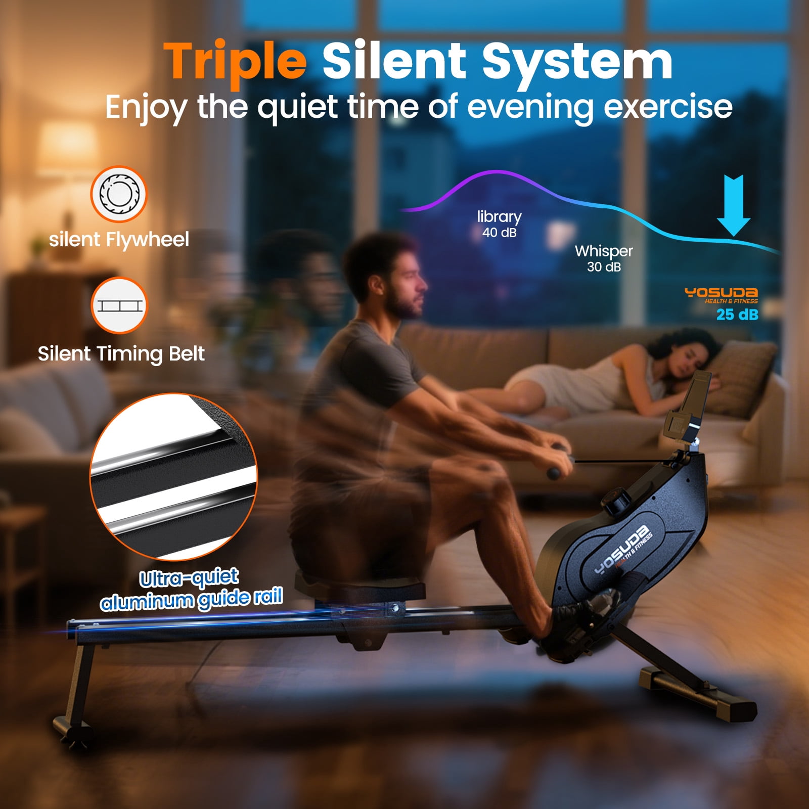 YOSUDA Magnetic Rowing Machine 350lbs Weight Capacity, Foldable Rower for Home Use with 16-Level Max 115lbs Adjustable Resistance and Bluetooth, Tablet Holder