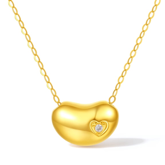ZHOU LIU FU 18K Yellow Gold Heart Pendant Necklace for Women 40 5cm W0615897
