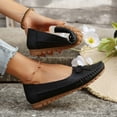 thumbnail image 4 of Rokment Womens Wedge Slip on Walking Loafers Vintage Bow Leather Low Heels Ballet Flat Dress Shoes Boho Beach Casual Spring Fall Footwear Black Size 6.5, 4 of 6