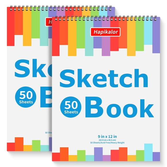 Cuaderno de bocetos Hapikalor 23 x 31 cm, 2 unidades, 50 hojas, libre de ácido