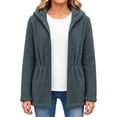 thumbnail image 2 of OGLCCG Girls Fleece Jacket with Hood Full Zip Fuzzy Sherpa Coat Long Sleeve Fall Winter Outwear with Pockets,Drawstring Waist(Gray,12-13 Years), 2 of 6