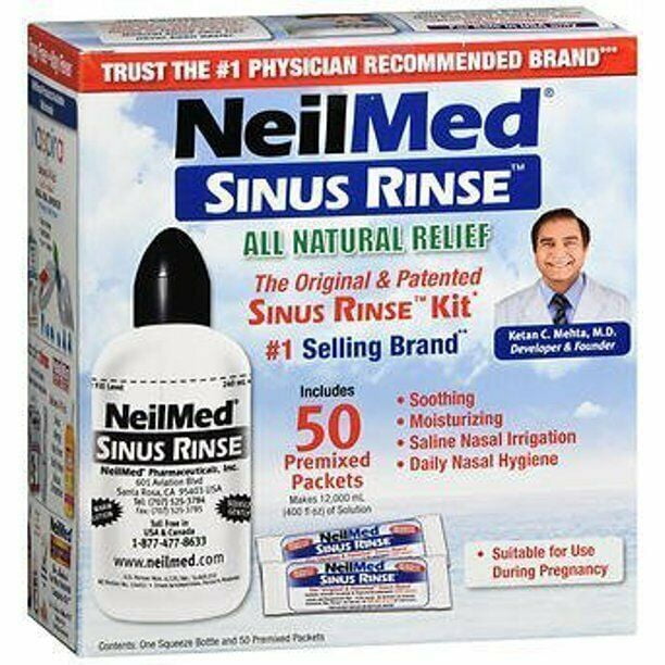 NeilMed Sinus Rinse All Natural Relief, Original & Patented, 50ct, 2-Pack