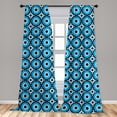 thumbnail image 5 of Ambesonne Geometric Curtains, Art Oriental Floral Motif, Pair of 28"x63", Sky Blue White Dark Grey, 5 of 5