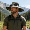 thumbnail image 2 of Ticikt Extra Wide Brim Solar Fan Hat, Mens Fishing Hiking Hat, Neck Flap Sun Hat, Solar Powered Cooling Cap Fisherman Hats,Color:Army Green, 2 of 3