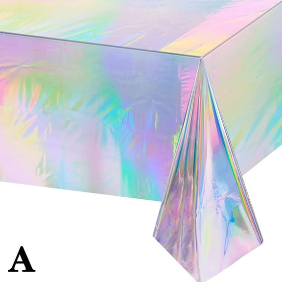 Shiny Disposable Rectangle Table Covers Iridescence Plastic Tablecloths Iridescent Wedding Easter Decoration Party Party Bridal FHFW