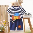 thumbnail image 2 of HCNTES Kids Clothes Boys Toddler Outfit Sets Child Spring Summer Cotton Round Neck Print Shorts Set 1t 2t 3t 4t 5t 6t T-Shirt + Shorts T Shirt Set 2PCS Size 4-5 Years,z4-Black, 2 of 4
