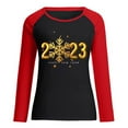 thumbnail image 5 of Nouveaux Hauts pour Femmes 2023 Nouvel An Automne et Hiver Imprimé Décontracté Manches Longues Col Rond Chemise Grande Taille Manches Longues pour Femmes, 5 of 5