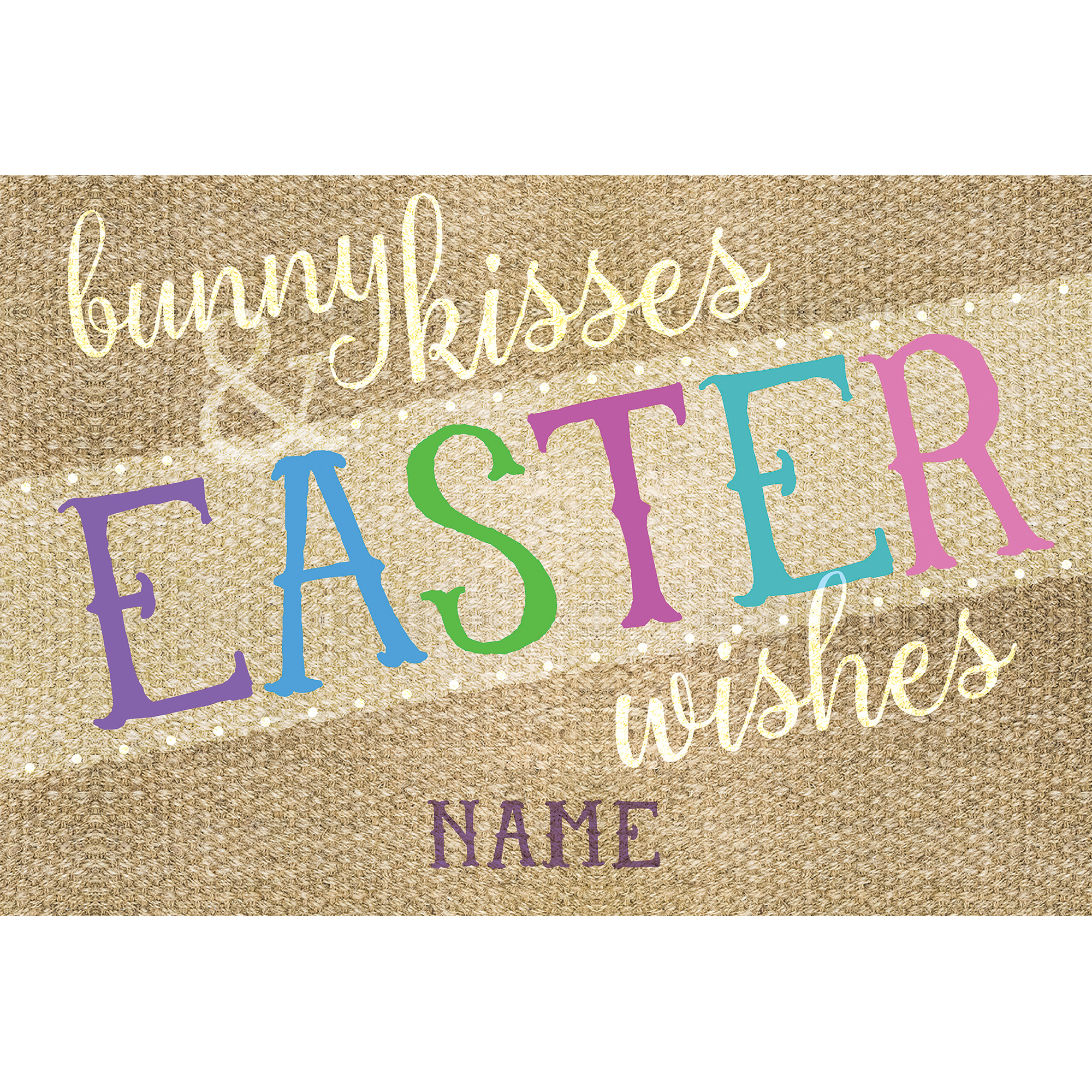 Personalized Bunny Kisses and Easter Wishes Indoor/Outdoor Doormat with Custom Name Printing