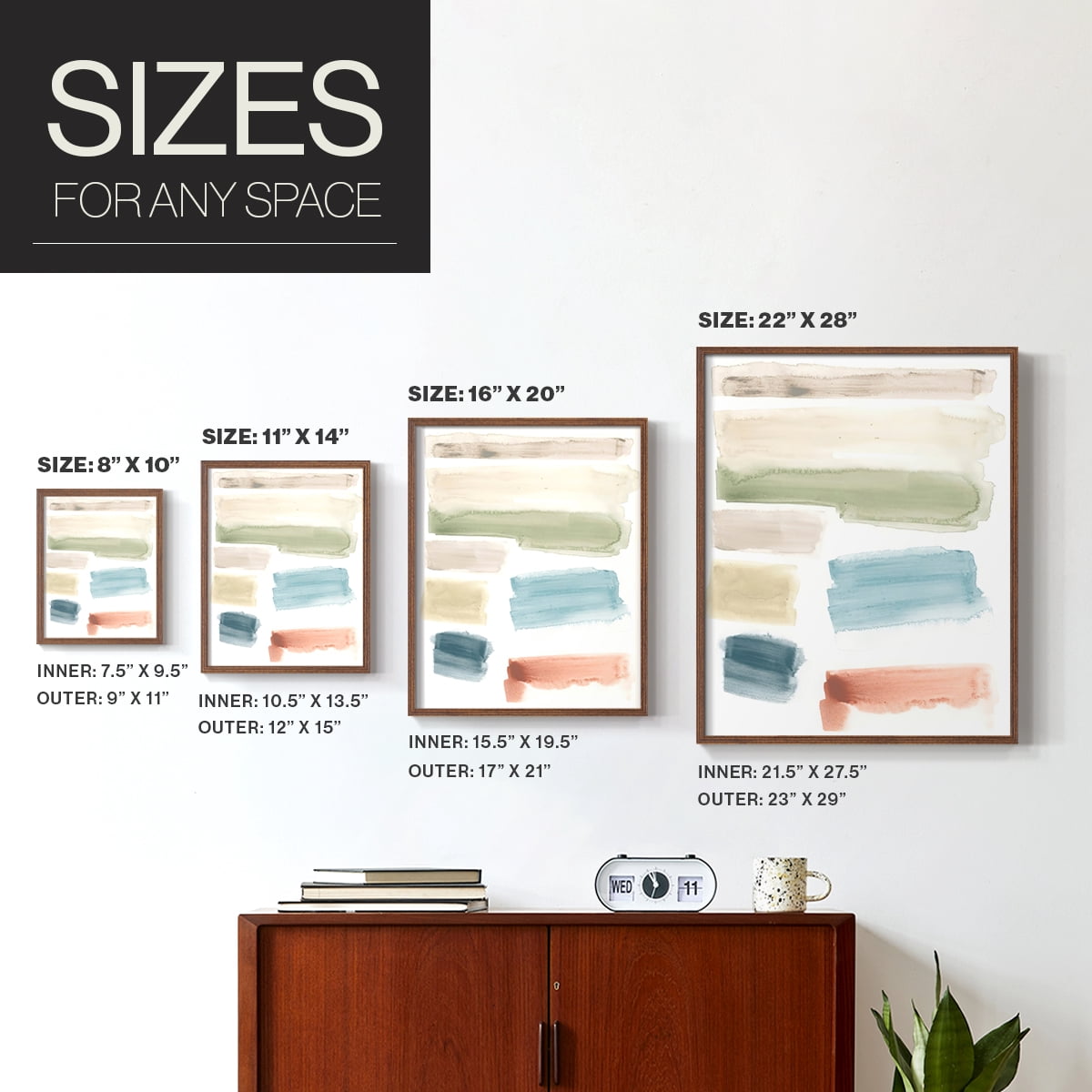 Watercolor Swatches I Framed Print in Brown Solid Wood 11 x 14 Framed Print