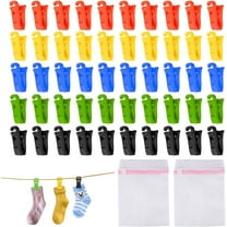 Sock Clips 50 Count for Washing Machines with 2 Laundry Nets Washing Machine and Dryer, Sock Holder with Hooks