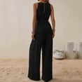 thumbnail image 5 of ZZwxWA Sexy Jumpsuits for Women Linen Deep V Neck Sleeveless Belted Loose Fit Overalls Wrap Baggy Wide Leg Summer Beach Flowy Pants, 5 of 5