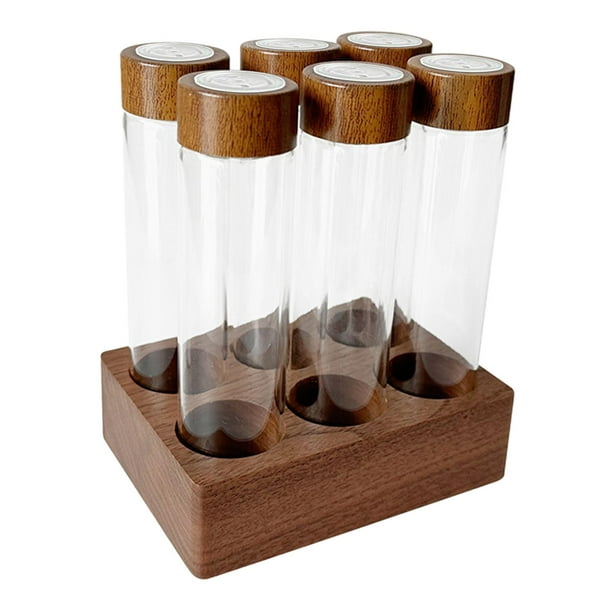 Coffee Beans Storage Containers Coffee Bean Test Tube Wooden Display Stand  Single Dosing Coffee Bean Storage Tubes for Kitchen Bar Countertop 22g