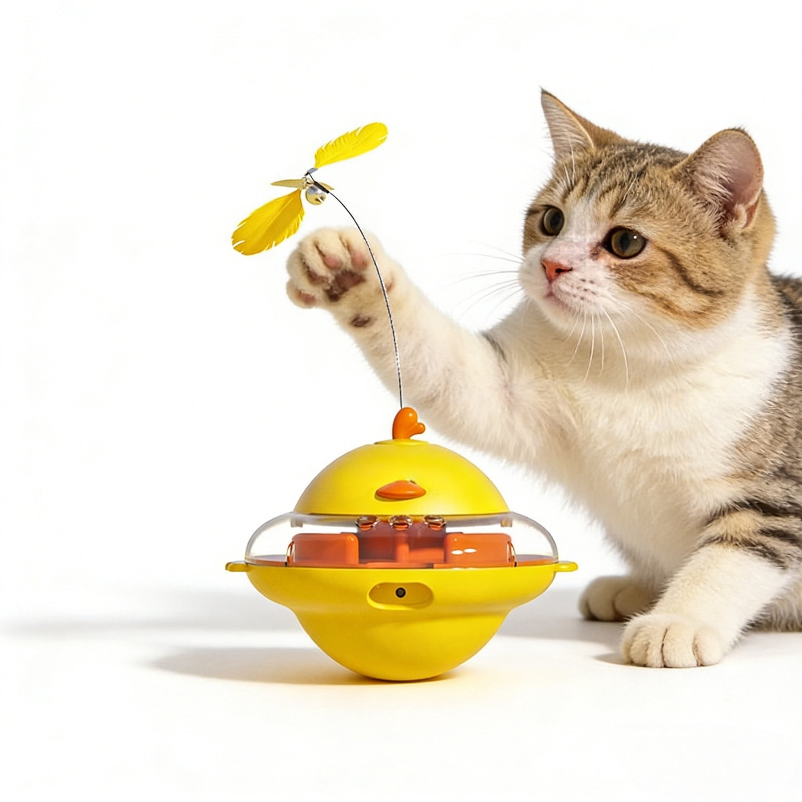 Interactive Cat Toy with Automatic Rotation and Dispenser for Indoor Entertainment and Exercise