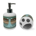 thumbnail image 2 of Ambesonne Rustic Soap Dispenser & Toothbrush Holder Set, Nautical Rustic, 2 Pcs, Pale Blue Brown Teal, 2 of 5