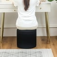 thumbnail image 4 of Adeco  Round Storage Ottoman Footrest Stool With Removable Lid Black Linen Linen, 4 of 5
