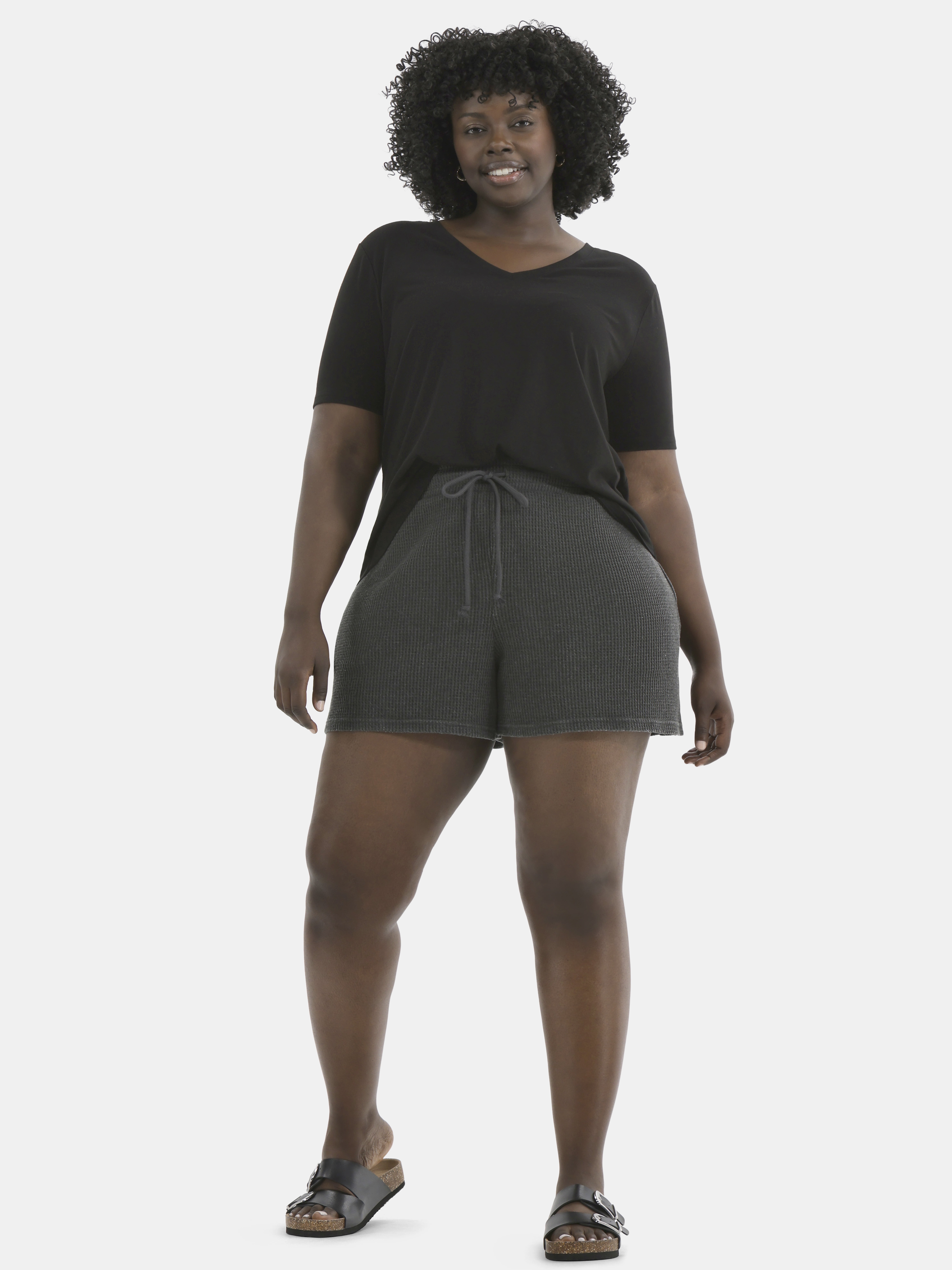 Terra & Sky Women's Plus Waffle Shorts, Sizes 0X-4X