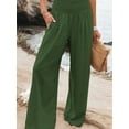 thumbnail image 2 of Women Pants Wide Leg High Waisted Palazzo Pants Summer Flowy Beach Lounge Casual Trousers with Pockets Green XL, 2 of 4