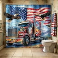 thumbnail image 2 of 4th of July Shower Curtain, Patriotic Decor Summer Shower Curtain for Bathroom Home Decor, 70 W x70 H Inch Waterproof Polyester Fabric with Hooks(O), 2 of 6