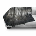 thumbnail image 3 of Winter Soft Flannel Fleece Throw Blanket, Scene of Dark Spooky Misty Forest Veiled with Fog Mystic Birches Print, Cozy Plush for Indoor and Outdoor Use, 50" x 60", Brown White, by Ambesonne, 3 of 6