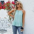 thumbnail image 2 of KIHOUT New Women's Halter Tank Top Round Neck Sleeveless Top Lace Solid Spaghetti Strap Fashion Summer Casual Blouses(Light Blue,S-2XL), 2 of 3