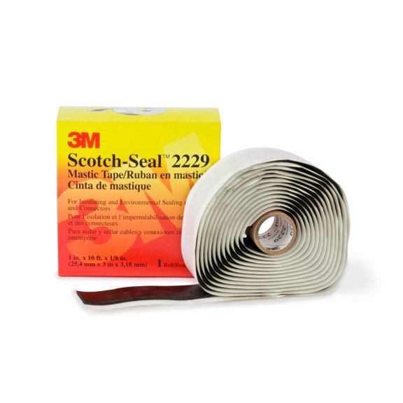 3M Scotch-Seal Mastic Tape Compound 2229, 1-1/2 in x 30 ft, Black, 5 rolls/Case