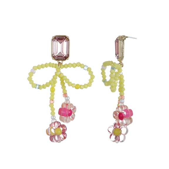 Way to Celebrate Easter Green and Pink Bow Earrings, 1 Pair