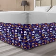 thumbnail image 1 of Animals Bed Skirt, Sleeping Seal Deer Donkey Camel Zebra Bear Kangaroo Walrus Elephant, Elastic Bedskirt Dust Ruffle Wrap Around for Bedding Decor, 4 Sizes, Indigo Multicolor, by Ambesonne, 1 of 2