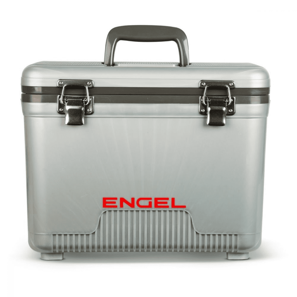 Engel 13 Quart Lightweight Fishing Dry Box Cooler with Shoulder Strap,  Silver