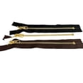 thumbnail image 2 of YKK #5 Brown Everbright - Golden Brass Small Ring - Non Locking Slider - Closed Bottom Zipper. Smooth & Highly Polished High-End Zipper (24" Inches), 2 of 2