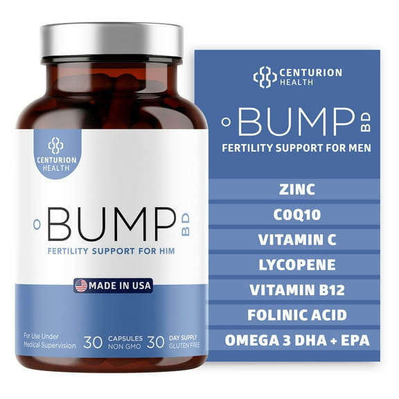 Bump BD, Natural Fertility Supplement for Men, Male Prenatal Vitamins with Selenium, CoQ10, L-Methylfolate, Folinic Acid, DHA   EPA to Support Hormonal Balance & Motility, 30 Caps