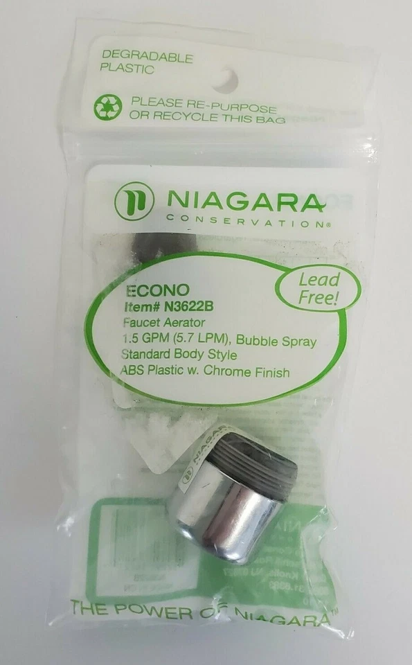 KLYNE - Niagara Econo N3622B Faucet Aerator 1.5 Gpm Bubble Spray Chrome Finish Set Of 5