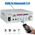 thumbnail image 3 of Novashion Bluetooth 5.0 Power Amplifier, Stereo Radio Amp, Music Player, 2 Mic in 1 for Car / Home Use, White, 3 of 8
