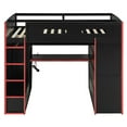 thumbnail image 6 of Mirightone Gaming Loft Bed with Desk ,Wardrobe, Ample Storage Space, and RGB LED Light, Full Size Wood Loft Bed Frame with Storage Shelve for Teens.(Red), 6 of 8