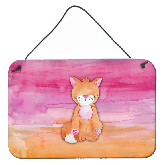 Carolines Treasures BB7354DS812 Orange Cat Watercolor Wall or Door Hanging Prints  8x12 multicolor