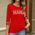 thumbnail image 5 of Penkiiy 3/4 Sleeve Mama Shirts for Women Mama Letter Print Tee Mom Gift Short Sleeve Shirt Mothers Day Tops L Red, 5 of 5