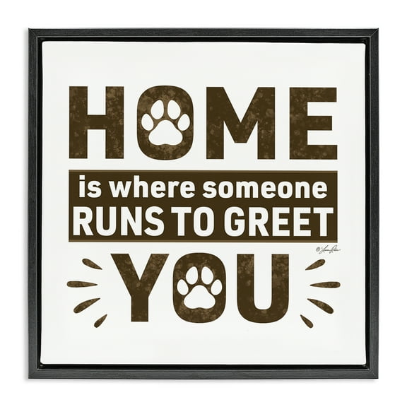 Stupell Industries Heartwarming Pet Phrase Typography Painting Black Floater Framed Canvas Art Print Wall Art, 18 x 18