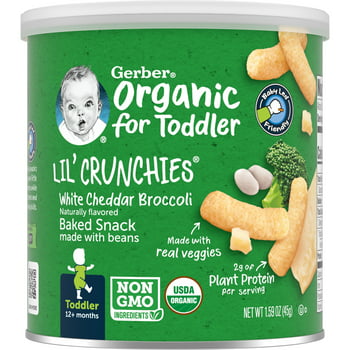 Gerber 2nd Foods  for Toddler, Lil' Crunchies, White Cheddar Broccoli, 1.59 oz Canister