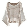 thumbnail image 5 of UJNDER Fall Winter Sweaters for Women Knit Striped Batwing Pullover Oversized Long Sleeve Khaki L, 5 of 5