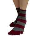 thumbnail image 6 of Couver Soft Cotton White Striped Ankle Toe Socks 1 Pair, Small, Black / Gray, 6 of 11