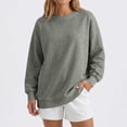 thumbnail image 6 of Vynhevius Womens Sweatshirt Solid Crew Neck Long Sleeve Back Pleated Pockets Casual Loose Pullover Top, 6 of 8