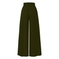 thumbnail image 4 of Brnmxoke Women's Chiffon Dress Beach Wide Leg Palazzo Pants Elastic Waist Trouser Culottes Flowy Pleated Loose Dressy Casual Long Pants 2025 Army Green,XXL, 4 of 6