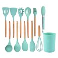 thumbnail image 1 of Cocina Herramientas de cocina Conjunto Manejo de silicona Manejo de madera Pincel de aceite Spaghetti Garra Hornear Cocina Accesorios de utensilios de cocina Luz verde 12 piezas Vogacara HA028300-02, 1 of 7
