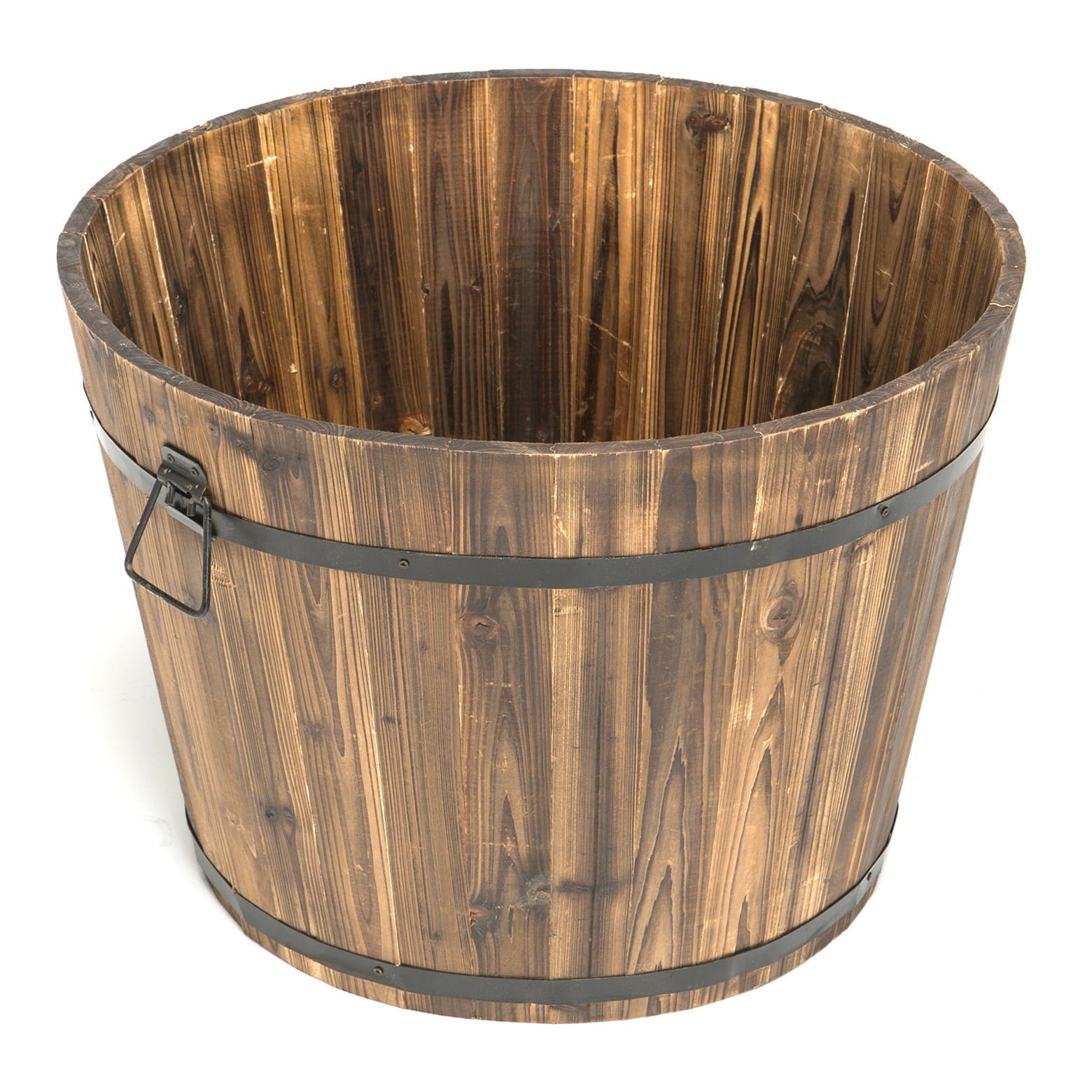 Real wood barrel planter
